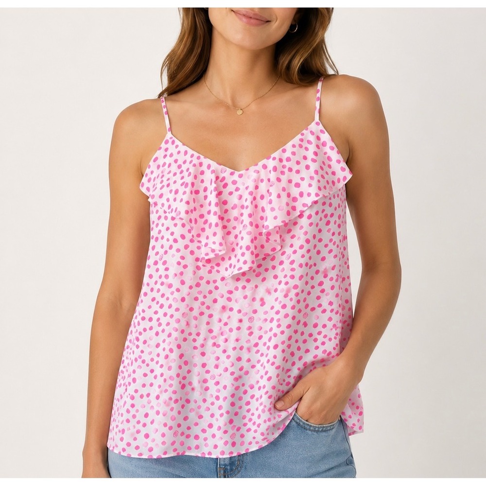 LILLY PULITZER Cami Top Karmen Prosecco Pink Lillys Dot Inverse XS